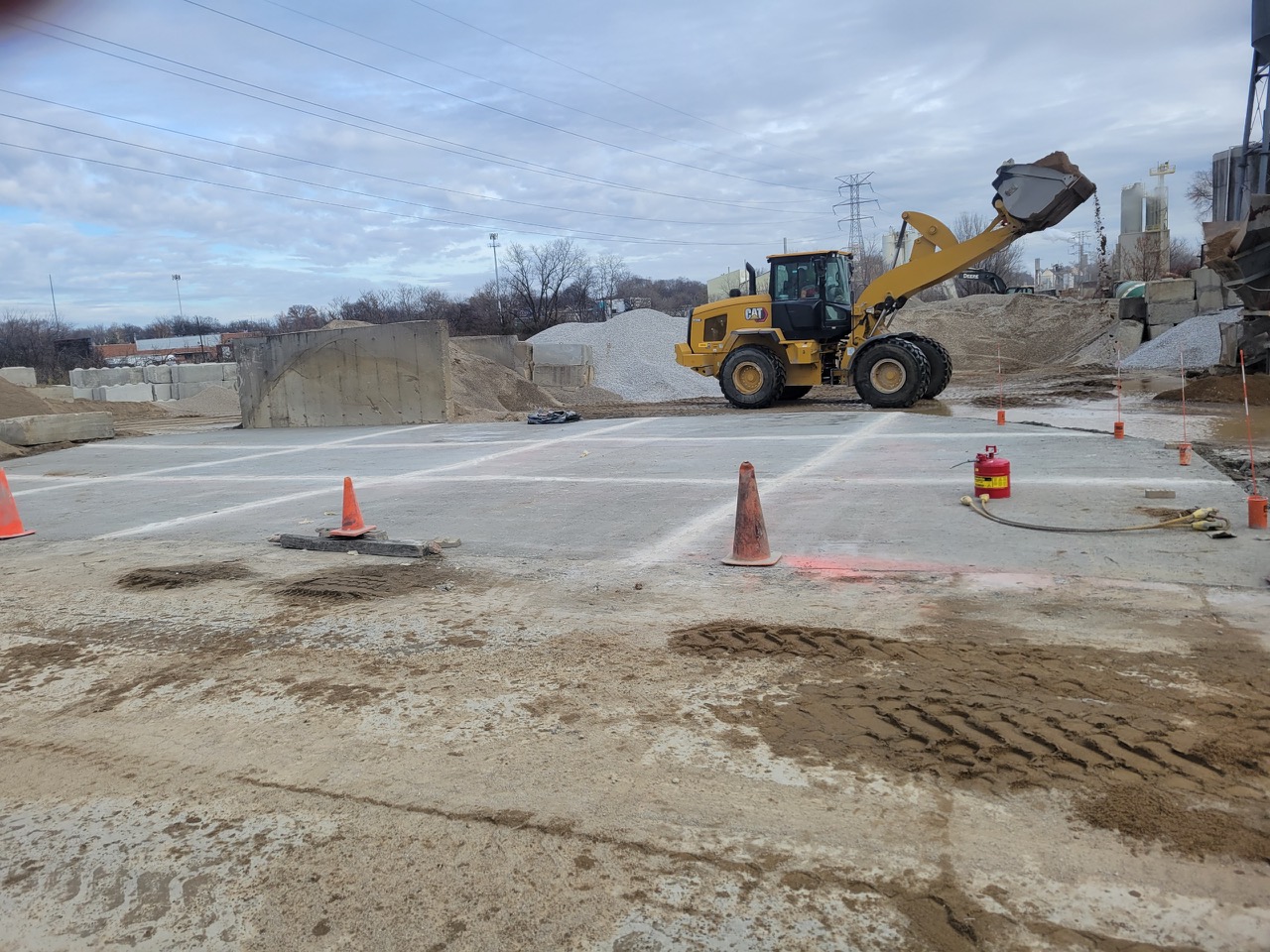 Commercial concrete slab sections placed at a Cincinnati-area industrial property
